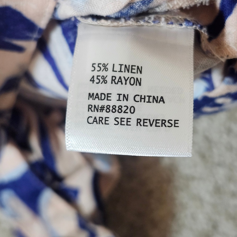 Christian‎ Siriano Shirt Tie Front Blue Paisley Linen Blend Boho S - Picture 10 of 10